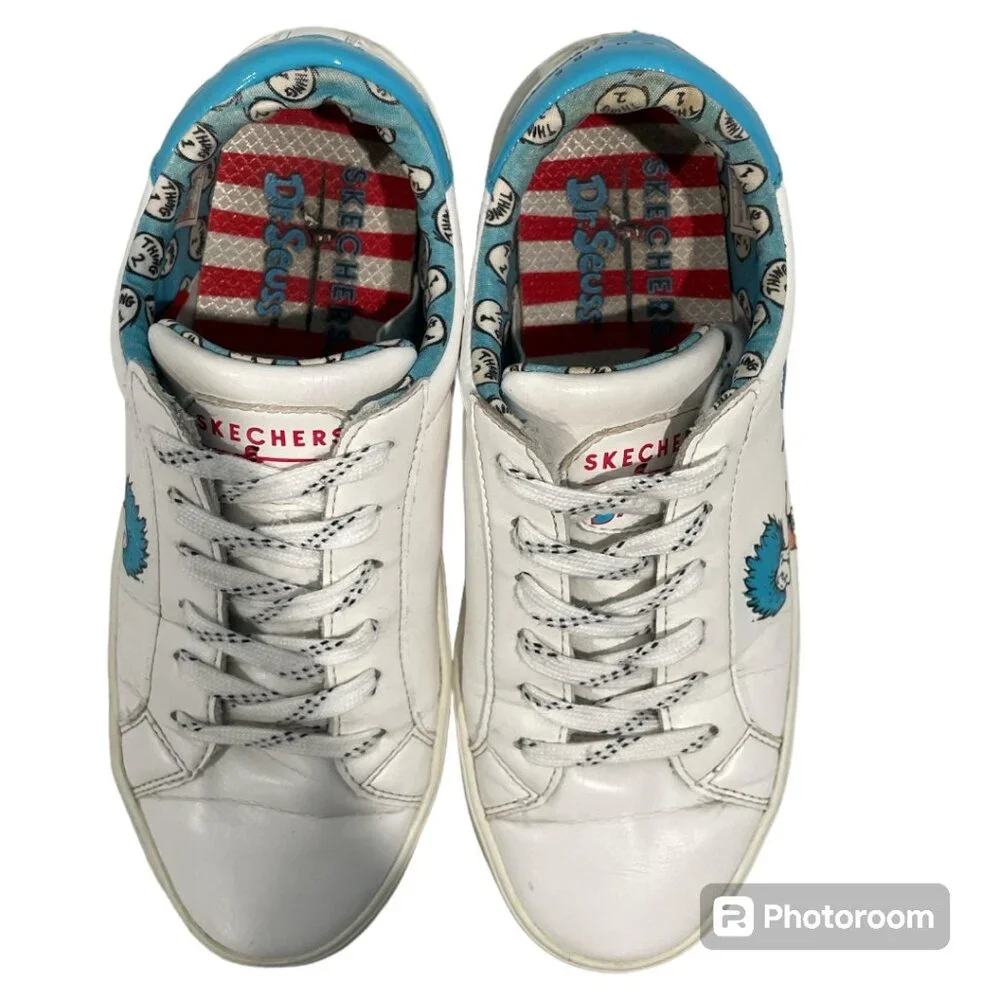 Skechers X Dr. Seuss Goldie 2.0 Two Things White Blue Red Sneaker Size 7… - Picture 3 of 9